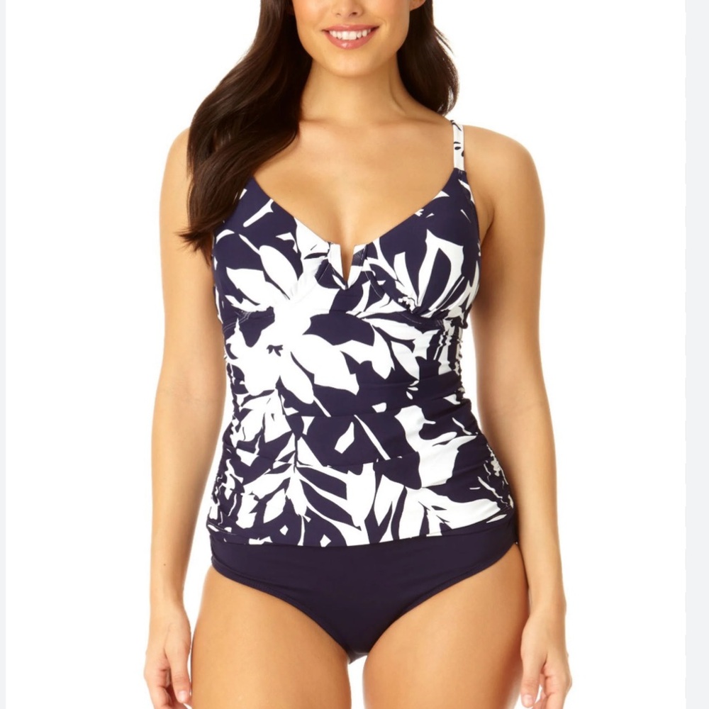 Women's Anne Cole V-Wire Tankini Swim Top - Size Small NWT